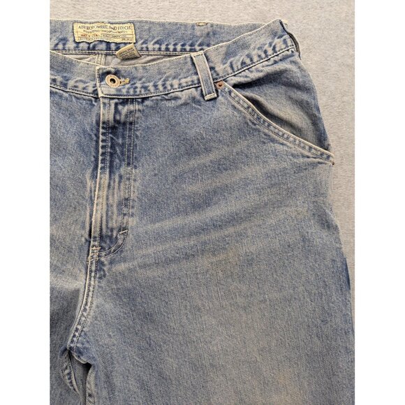 Vintage Abercrombie & Fitch Jeans Mens 38R Blue Denim Carpenter Workwear USA 90s - Picture 3 of 13